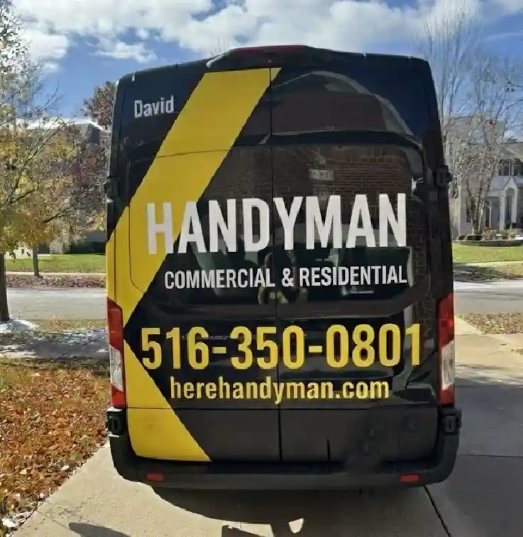 Here Handyman at work installing shelving